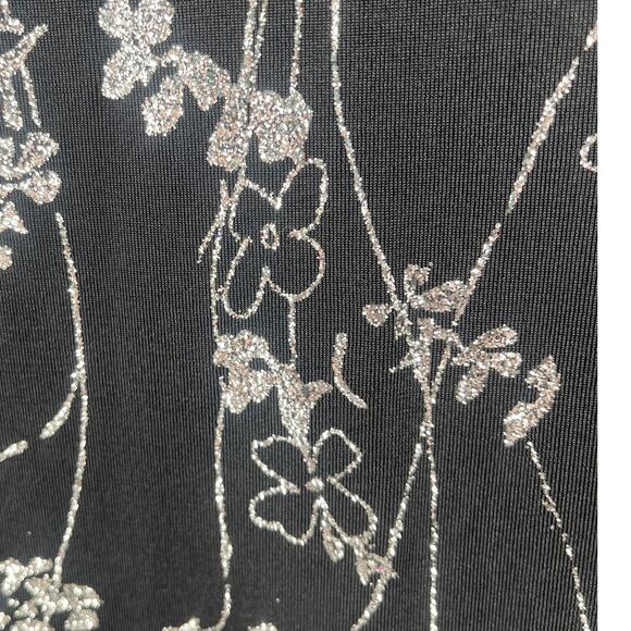 Vtg Y2K Eve Adams Midi Dress Sz M Stretch Gala Metallic Glitter Formal Floral - Picture 4 of 9